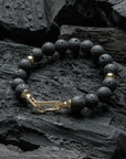 Deluxe Gold Lava Rock Bracelet - Front